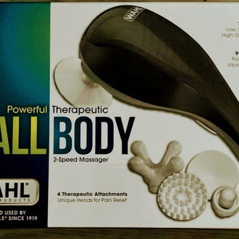 Wahl Soothing Vibration Corded Massager with 4 Attachment Heads, 2 Speed Massage